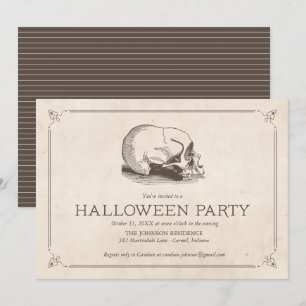 Invitations de la partie Halloween crâne vintage