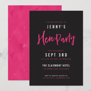 Invitations de la partie Hot Pink & Black Hen