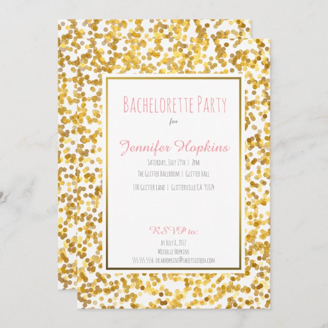 Invitations de la partie Pois Gold Paint (Devant / Derrière)