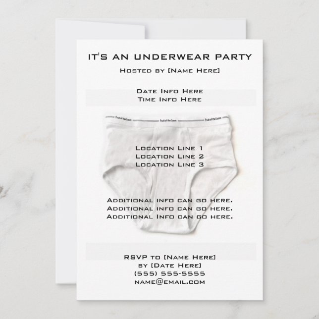 Invitations de la partie sous-vêtements (Devant)