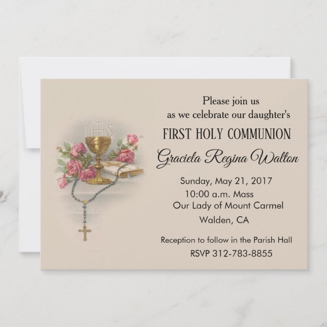 Invitations de la première communion catholique (Devant)