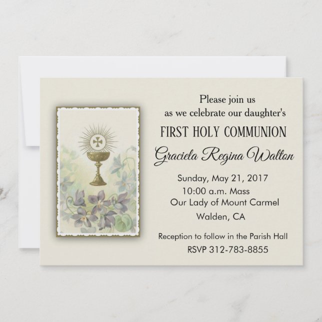 Invitations de la première communion catholique (Devant)