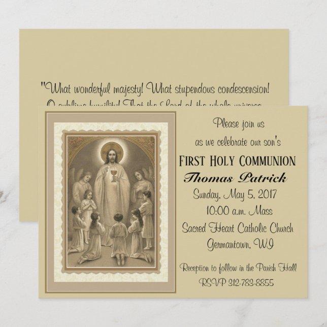 Invitations de la première communion catholique (Devant / Derrière)