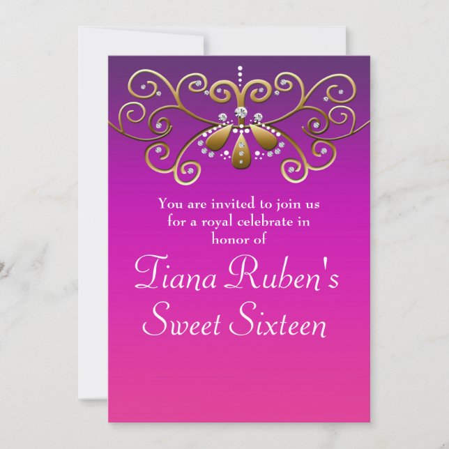 Invitations de la princesse indienne Gold Purple P (Devant)