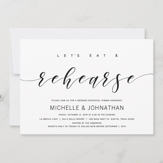 Invitations de la répétition de mariage moderne et (Devant)