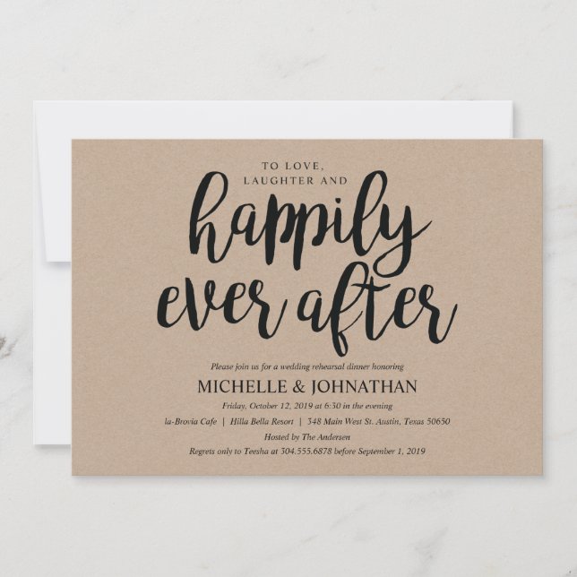 Invitations de la répétition de Mariage rustique (Devant)
