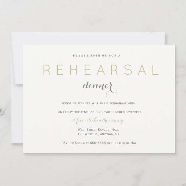 Invitations de la répétition moderne argent & or (Devant)