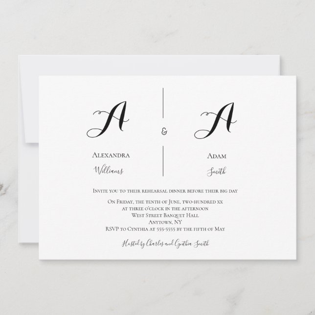 Invitations de la répétition monogramme moderne (Devant)