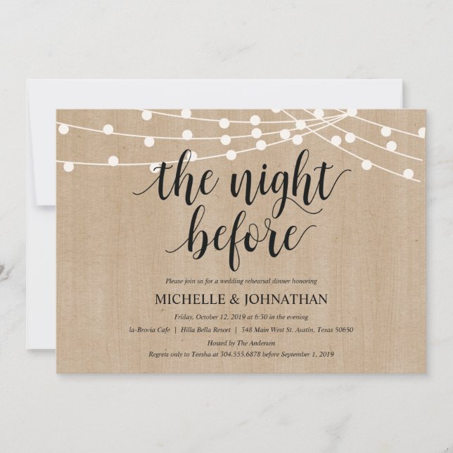 Invitations de la répétition Rustic String Lights (Devant)
