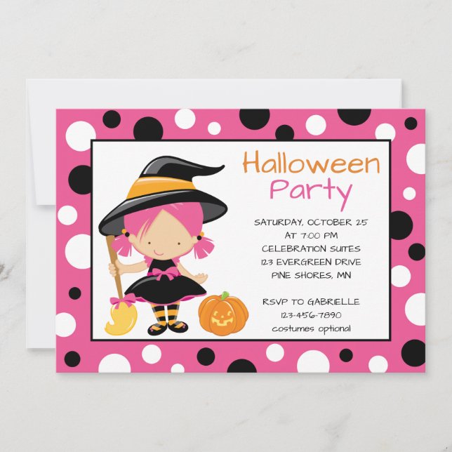 Invitations de la soirée d'Halloween Pointe sorciè (Devant)