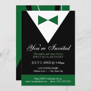 Invitations de la soirée moderne de Tuxedo Black a