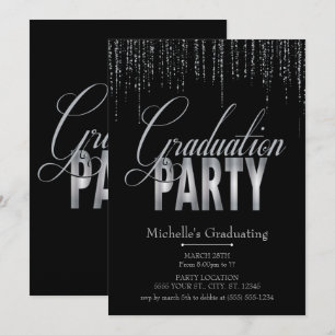 Invitations de la soirée Silver and Black Graduati