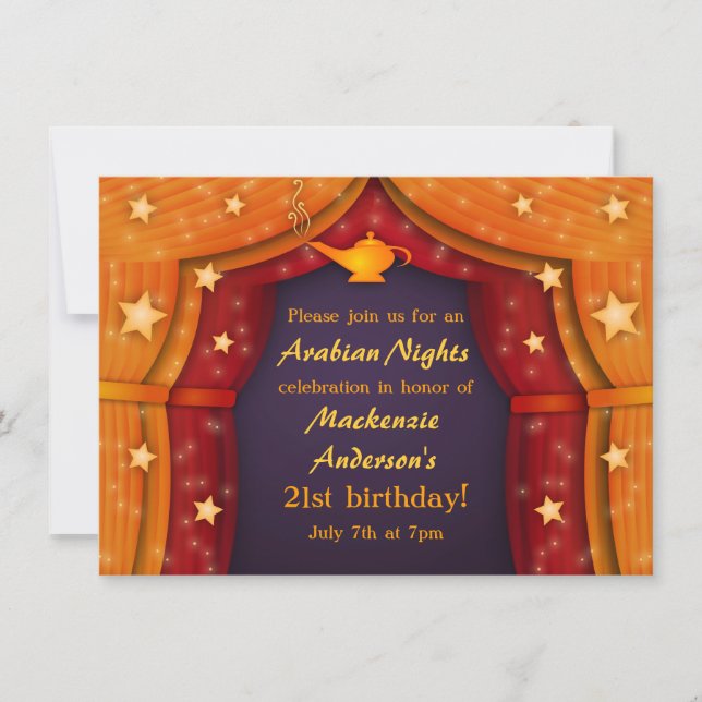 Invitations de la Tente Party des nuits arabes (Devant)