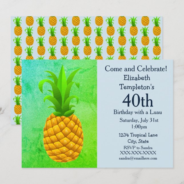 Invitations de l'anniversaire d'été des femmes (Devant / Derrière)