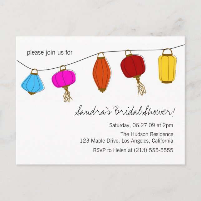 Invitations de lanternes chinoises (Devant)