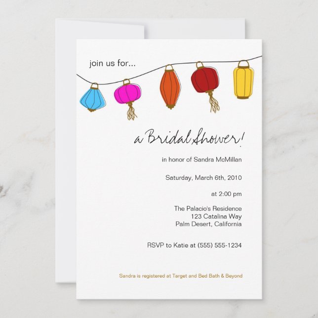 Invitations de lanternes chinoises 5x7 (Devant)