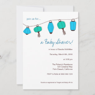Invitations de lanternes chinoises bleues, 5x7