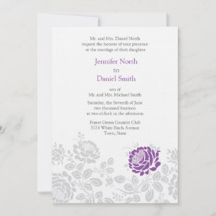 Invitations De Lavande Et Grey Mariage damassé