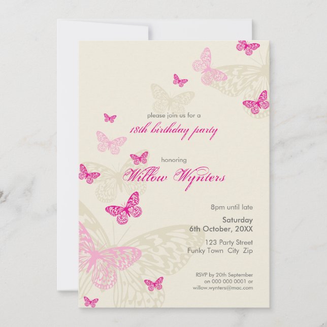 INVITATIONS DE L'ÉVÉNEMENT SPÉCIAL :: papillons 4P (Devant)