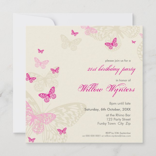 INVITATIONS DE L'ÉVÉNEMENT SPÉCIAL :: papillons 4S (Devant)