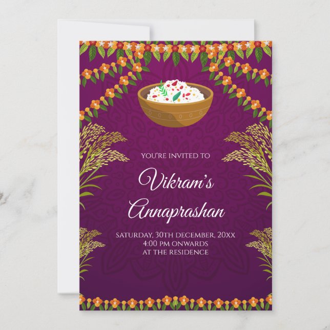 Invitations de l'invitation Annaprasan pour l'alim (Devant)