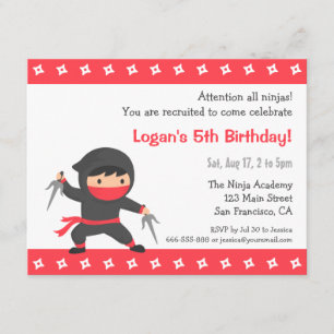 Invitations de Little Ninja Anniversaire de enfant