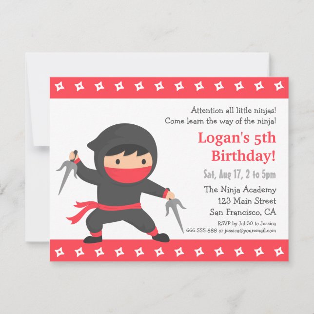Invitations de Little Ninja Anniversaire de enfant (Devant)