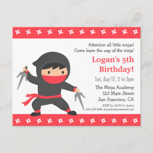 Invitations de Little Ninja Anniversaire de enfant