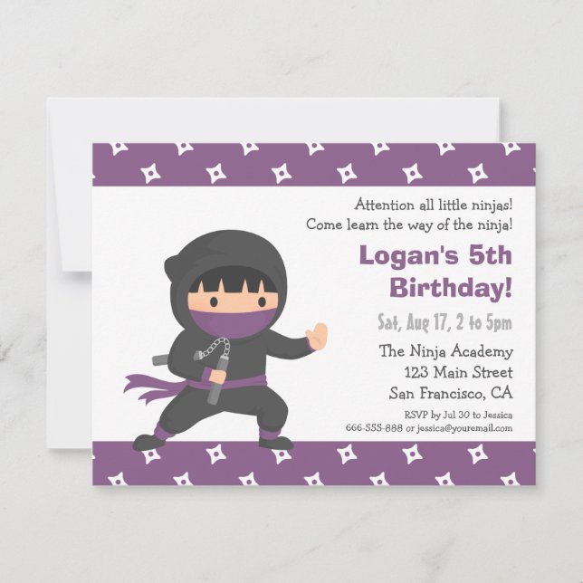 Invitations de Little Ninja Anniversaire de enfant (Devant)
