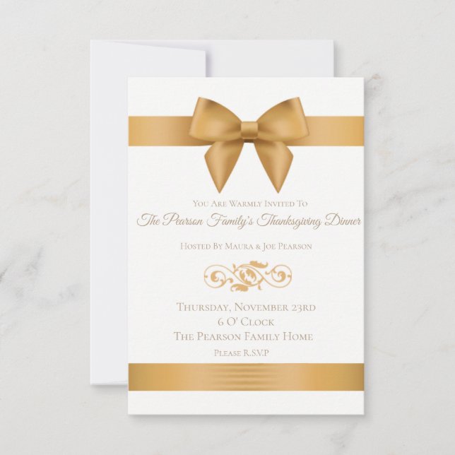 Invitations de luxe de dîner de thanksgiving d'arc (Devant)