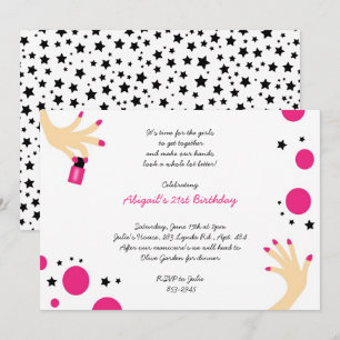 Invitations de manucure Rose Black Stars Anniversa