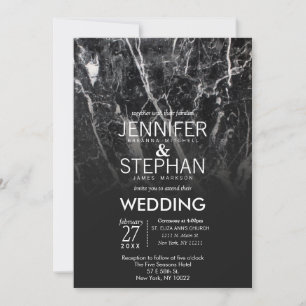 Invitations de marbre noires et blanches modernes