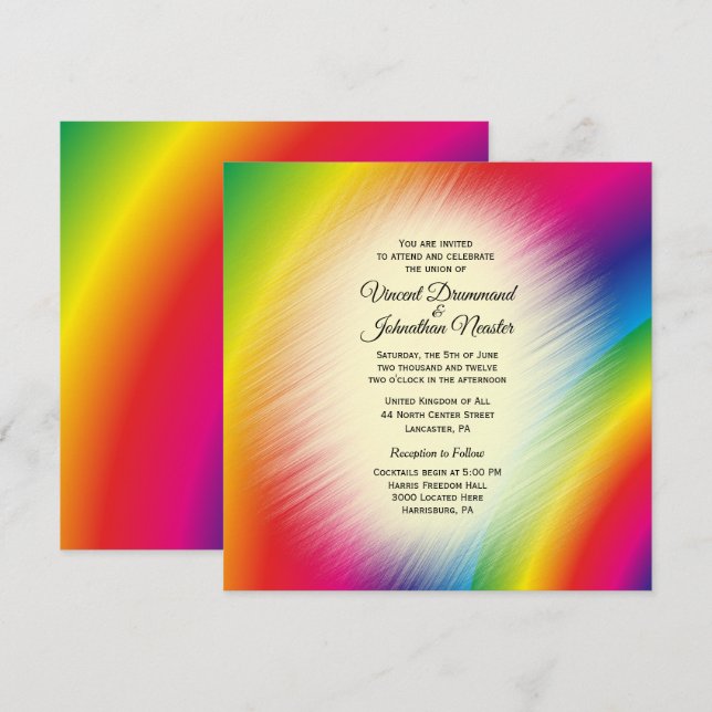 Invitations de mariage à arc-en-ciel lumineux (Devant / Derrière)