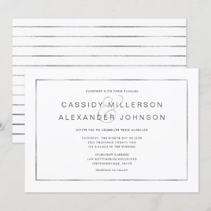 Invitations de mariage à cadre argent simple