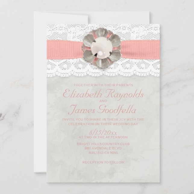 Invitations de mariage à Elegant Pearls (Devant)