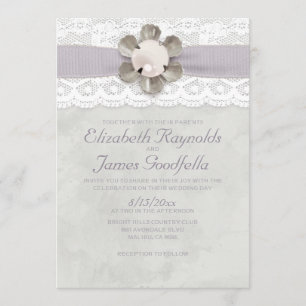 Invitations de mariage à la dentelle et aux perles