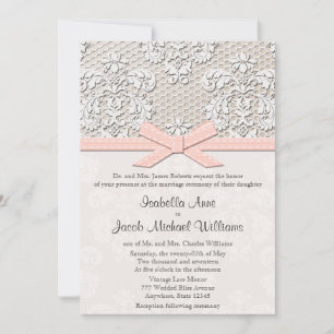 Invitations de mariage à la dentelle Vintage monog