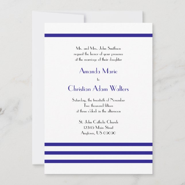 Invitations de mariage à la mode (bleu marine) (Devant)