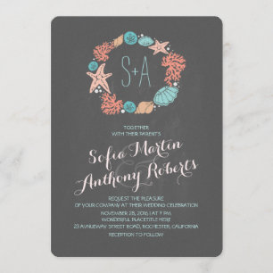 Invitations de mariage à la plage de Chalkboard