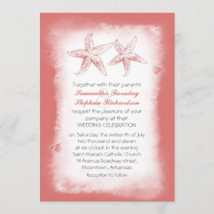 Invitations de mariage à la plage de corail blanc