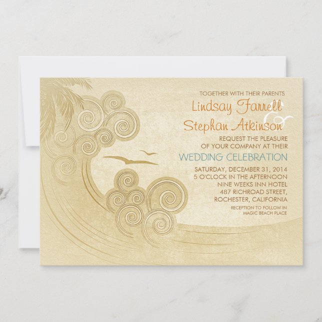 Invitations de mariage à la plage des vagues de me (Devant)