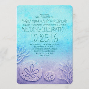 Invitations de mariage à la plage Ombre - bleu tur
