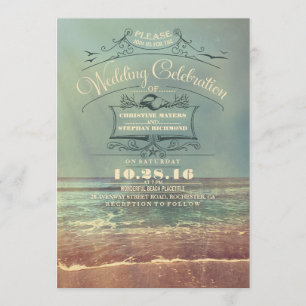 Invitations de mariage à la plage Retro - Vintage