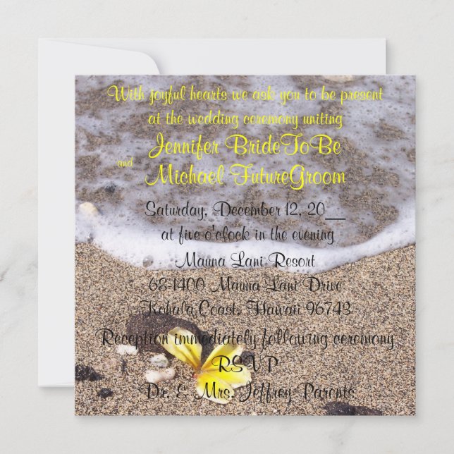 Invitations de mariage à la plage tropicale (Devant)