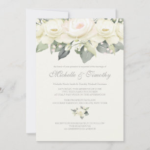 Invitations de mariage à la rose blanche