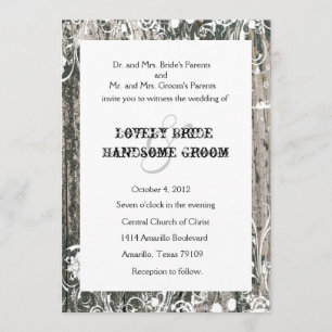 Invitations de mariage à la vieille créme de bois 