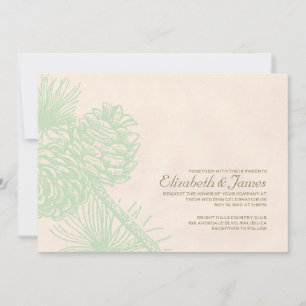 Invitations de mariage à l'élégante corne de pin