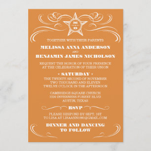 Invitations de mariage à l'orange brûlée