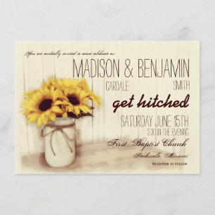 Invitations de mariage à Mason Jar Sunflower