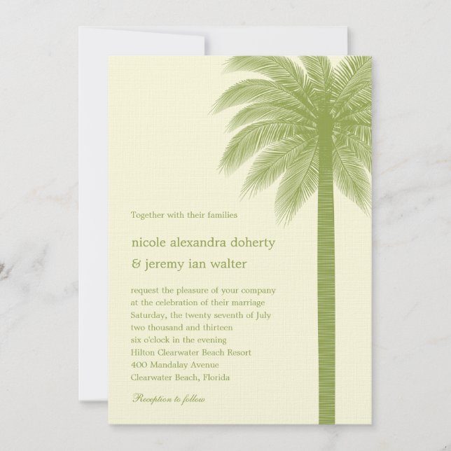 Invitations de mariage à Palm Beach - Vert (Devant)